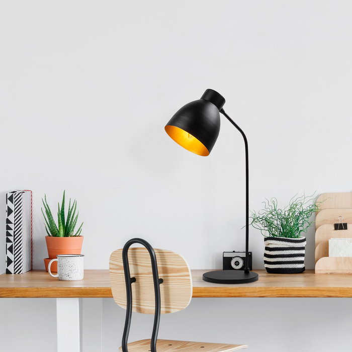 Opviq Murek - 11558 Lámpara de Mesa Negro y Dorado
